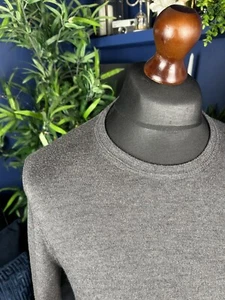 Savile Row Company Grey Merino Blend Round Neck Pullover Jumper Mens Medium - Picture 1 of 6