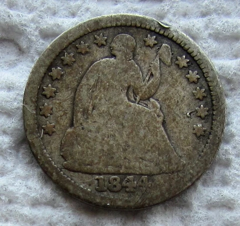 1844-O Seated Liberty Silver Half Dime Rare Key Date Good / VG Full Date Cover