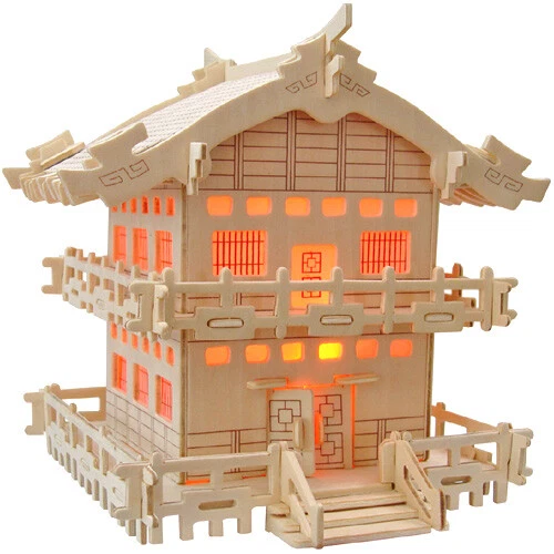 ETNA ILAWA Japanisches Haus 3D Holzbausatz Gebäude Holz Haus Steckpuzzle Bauwerk Holzpuzzle