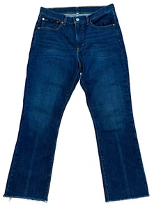 LEVI'S Women’s 32 x 28 Straight Cut Cropped Frayed Hem Denim Jeans High Waist - Picture 1 of 11