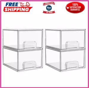 Vtopmart 4 Pack Clear Stackable Storage Drawers - Acrylic Organizer for Bathroom - Picture 1 of 8