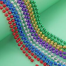 12 pcs Mardi Gras Beads Metallic Colors, St. Patrick's Day Beaded Necklace
