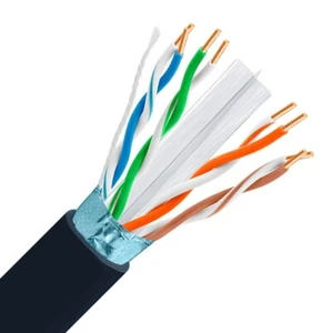 CAT6E Cavo Ethernet schermato Plenum CMP 600 MHz 23 AWG nero puro rame 1000 piedi - Foto 1 di 1