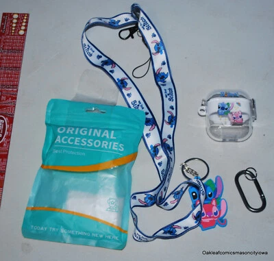 Stitch And Angel AirPods Locking Case Lanyard Key Chain 2nd And 1st Generation - Image 1 of 2
