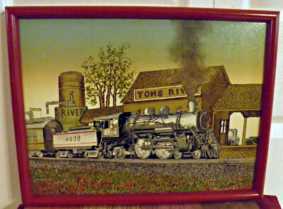 Vintage Railroad Train 11x16"  H HARGROVE Print? on Canvas Signed - Image 1 of 4