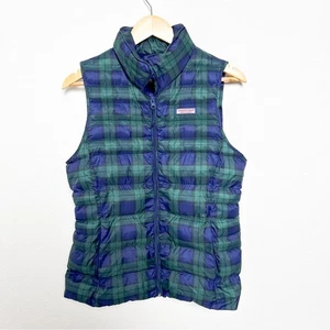 Vineyard Vines Channel Green Plaid Puffer Vest size small - Picture 1 of 7