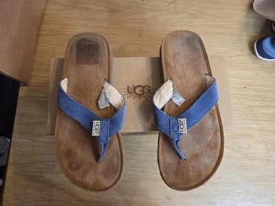 Sandálias UGG Australia Shoes Masculinas Tamanho 8 Camurça Shearling Tanga Flip Flop Verão - Imagem 1 de 4