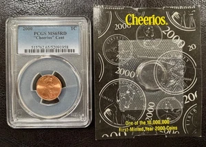 2000 Cheerios 1c Lincoln Memorial Cent PCGS MS65RD with COA (#1009) - Bild 1 von 4