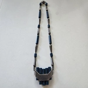 Vtg Jakob Bengel? 1920s Sterling Silver Necklace Art Deco Machine Age Galalith - Picture 1 of 7
