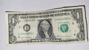 US One Dollar Bill 2017 Binary Note 6 5's Fancy Serial Number - Picture 1 of 2