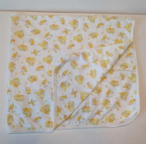 Carter's Vintage Circus Print Baby Blanket Yellow White Clown Bear 100% Cotton - Picture 1 of 8