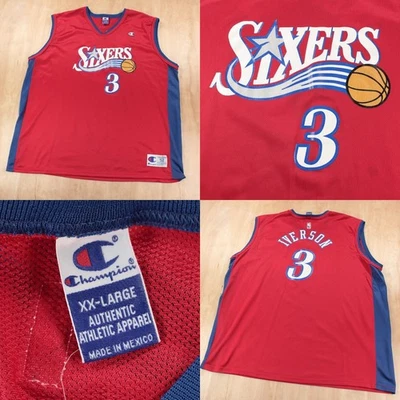CHAMPION Philadelphia 76ers Sixers Allen Iversion #3 jersey sz 52 vtg 90s y2k - Image 1 of 4
