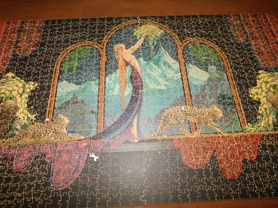 复古 1933 年 SUPREME JIG SAW PUZZLE 木制拼图 LEOPARD 女士包装机 1500 件 — 第 1/4 张图片