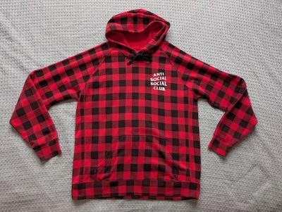 Sudadera con Capucha Anti Social Social Club Para Hombre Grande Rojo Búfalo Cuadros Ropa de Calle Foto 1 de 4