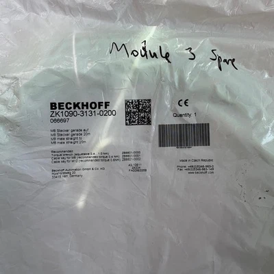 Beckhoff ZK1090-3131-0200 | 20m M8 4-Pin Male to Male Cordset – Double-Ended - Image 1 of 2