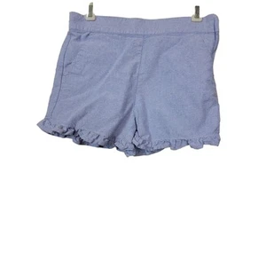 Janie and Jack Size 12 Ruffle Hem Side Zip Girls Shorts in Blue Adjustable Waist - Picture 1 of 6