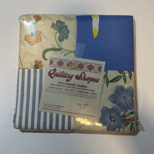 Vintage 90s Quilting Shapes Squares Patchwork Fabric Sealed Floral Stripes 5x5 - Picture 1 of 5
