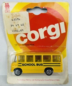 Vintage Corgi Diecast School Bus 1981 Great Britain Buffums Dept Store Price Tag - Picture 1 of 6