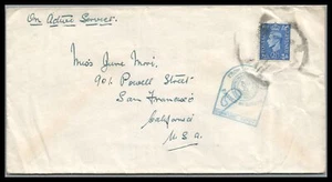 Great Britain 1943 on ACTIVE Service CENSORED Maritime Mail to San Francisco - Picture 1 of 2