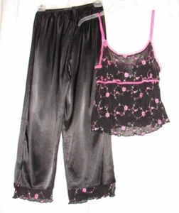 Vintage Je Tadore PJ's Pajamas Set size Small Embroidered Sheer top 2 pieces - Picture 1 of 5