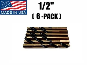 (6-PACK) 1/2" 87200 Norseman Viking USA Drill Bit Super Prem Mechanic Length - Picture 1 of 3