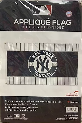 NEW YORK YANKEES APPLIQUE EMBROIDERED 3'X5' 2 SIDED FLAG NEW WINCRAFT 👀 - Image 1 of 3
