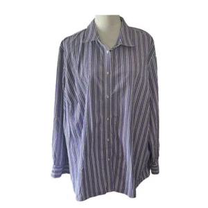 Lauren Ralph Lauren Blouse Women's 3X Purple Black Cotton Button Up Tunic Shirt - Picture 1 of 5