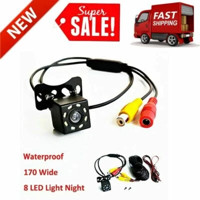 Car Rearview Camera Vehicle Backup Camera Waterproof Hidden Mini Camera 8 LED - Image 1 of 4