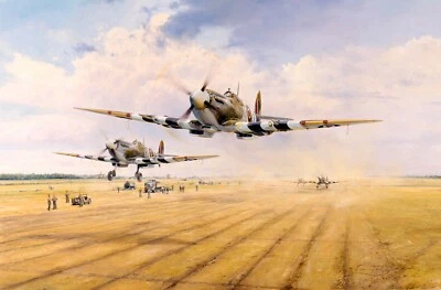 ST CROIX-SUR-MER by Robert Taylor signed by Johnnie Johnson & Spitfire Pilots - Image 1 of 2