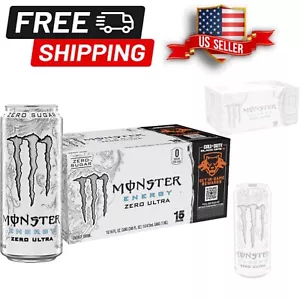 Zero Calories & Full Flavor: Monster Zero Ultra Energy Drink - 16 Fl Oz x 15 - Picture 1 of 9