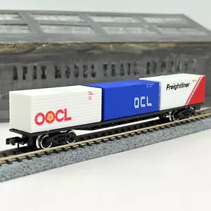 Graham Farish 3605B Bogie Container Wagon Flat Car OOCL Freightliner OCL N Scale - Picture 1 of 10
