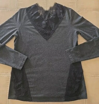 Etcetera Womens M Top Lace V-Neck Pullover Top Long Sleeves Soft - Image 1 of 4