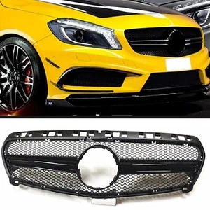 Front Bumper Grill Upper Grille For Mercedes Benz W176 A Class 2013-2015 Black - Picture 1 of 8