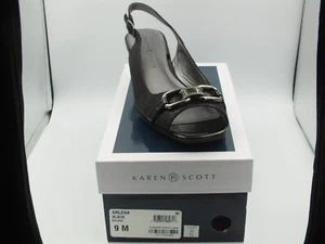 Karen Scott Damen schwarz Eidechse Hardware Arlena Pfennigabsatz Fersenriemen 9M - Bild 1 von 1