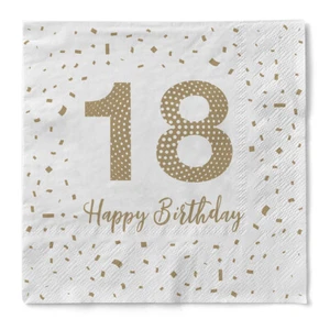 Serviette "Happy Birthday - 18" aus Tissue 33 x 33 cm, 100 Stück - Geburtstag - Bild 1 von 7