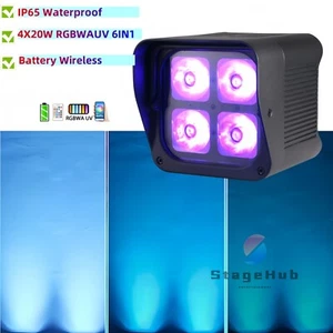 Outdoor Battery Wireless Led Par Light IP65 4X20W Powered Wifi IR Remote Uplight - Picture 1 of 8