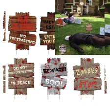 luck sea 6Pcs Halloween Decorations Yard Signs Stakes Beware Props Outdoor Decor