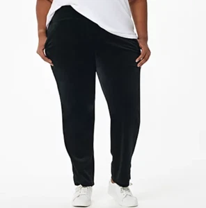 Quacker Factory - Smoothing Velour Pants - Black - Picture 1 of 5