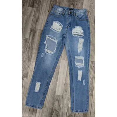 Nasty Gal Collection 女式 2 码破旧紧身口袋牛仔裤蓝色 — 第 1/4 张图片