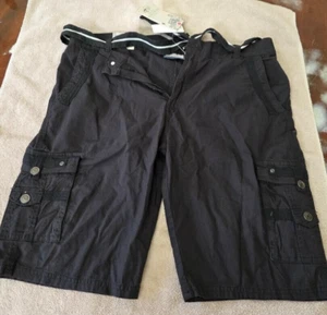 BRAND NEW Men's Swiss Cross Belted Cargo Shorts with Tags - Black - Size 40 - Picture 1 of 10