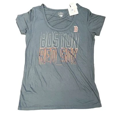 Atlanta Braves MLB Campus Lifestyle Womens Navy Blue Tee Shirt Sz L Criss Cross - Image 1 of 4