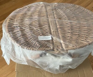 Wicker Picnic Basket Wooden Split Lid Picnic Basket Vintage-Style camping Hamper - Picture 1 of 3