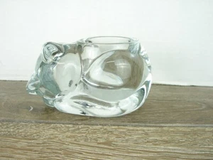 Vtg Indiana Sleeping Kitten Cat Votive Candle Holder Clear Glass - Picture 1 of 6