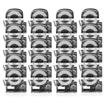 20x Étiquettes Cartouche Compatible pour Epson LK-5WBN Noir sur blanc 18mm Ruban