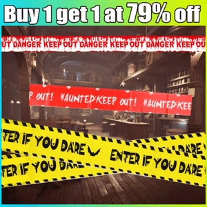 9M Halloween Warning Tape Banner Haunted House Party Decoration Horror Caution - Picture 1 of 27