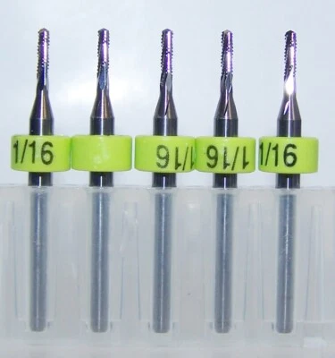 KYOCERA TYCOM (5) 1/16" (.0625") CHIPBREAKER CARBIDE ROUTER BURRS, DP Kyocera 1300I0625A195B1