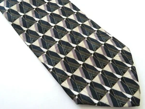 ZYLOS George Machado Mens Necktie Gray Blue Black and Brown Tie 100% Silk - Picture 1 of 7