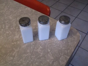 Vintage Milkglass Salt Shakers with Metal Lids # PC Lot - Picture 1 of 11