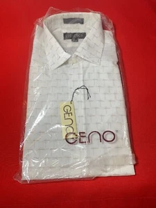 Geno Mangas Largas Camisa de Vestir Hipster Deadstock 15 1/2 32-33 Mediados de Siglo Nueva - Imagen 1 de 12