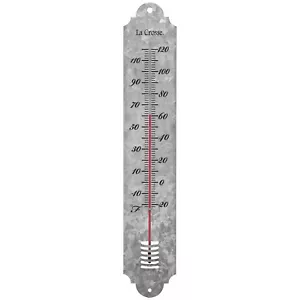 204-1550 La Crosse 19.25" Indoor/Outdoor Galvanized Metal Thermometer - Picture 1 of 3